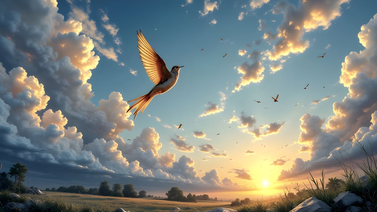 Celestial Birds Dance in Vibrant Colors