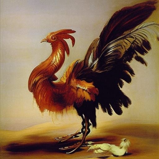Mechanical Rooster Saves the World: A Surrealist Painting
