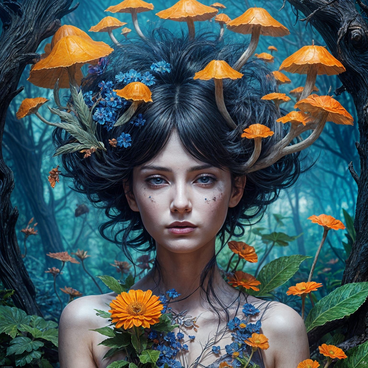 Detailed Matte Painting of Black Hair in Deep Color