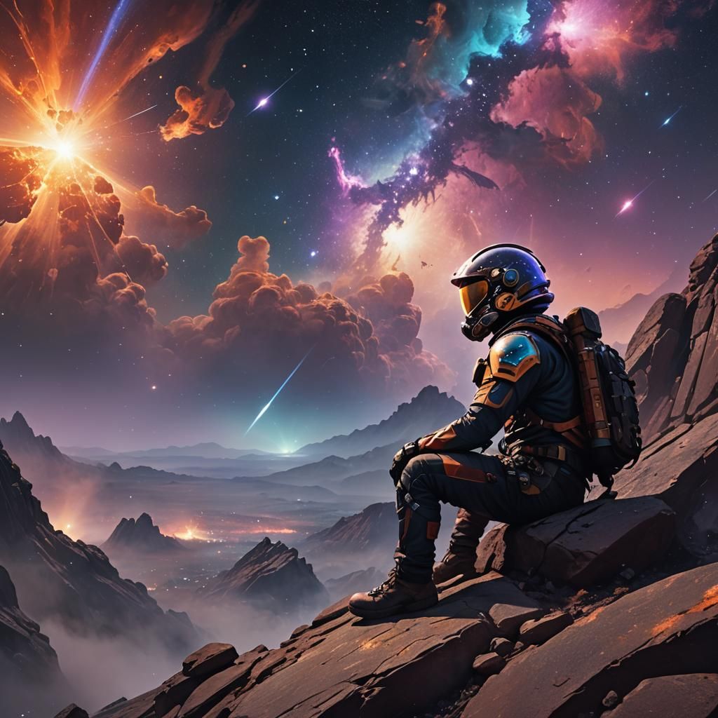 Man Gazing into Space: Cinematic Concept Art