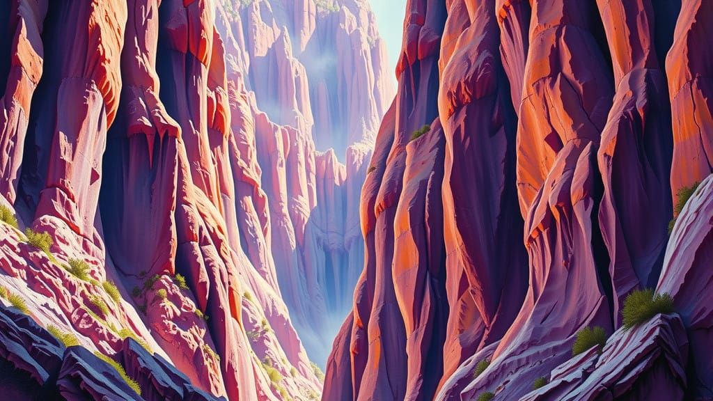 Surreal Amethyst Canyon with Towering Crystalline Formations