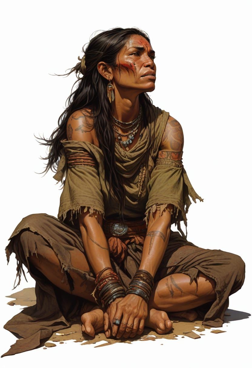 Polynesian Beggar Woman in Heroic Fantasy Style