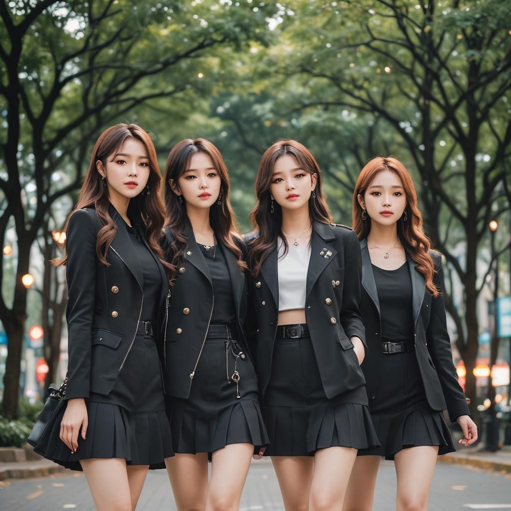 K-Pop Girl Group in Black: Professional Photography