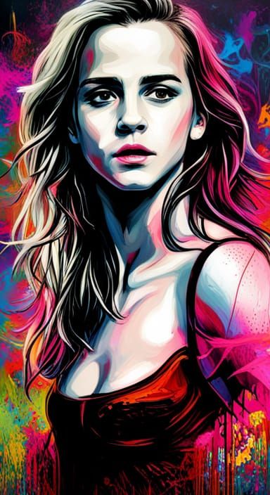 Emma Watson as Warrior in Graffiti Splash Art