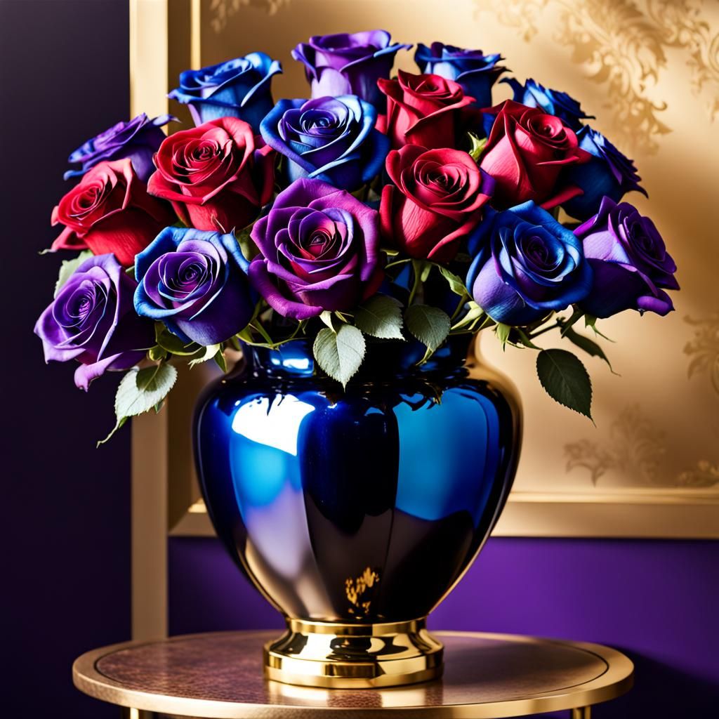 Dramatic Dark Roses in Gold