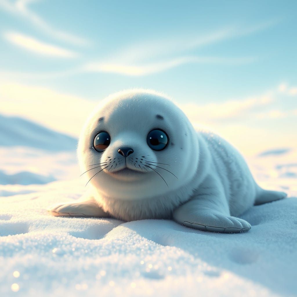 Serenely Adorable Baby Seal in Arctic Paradise