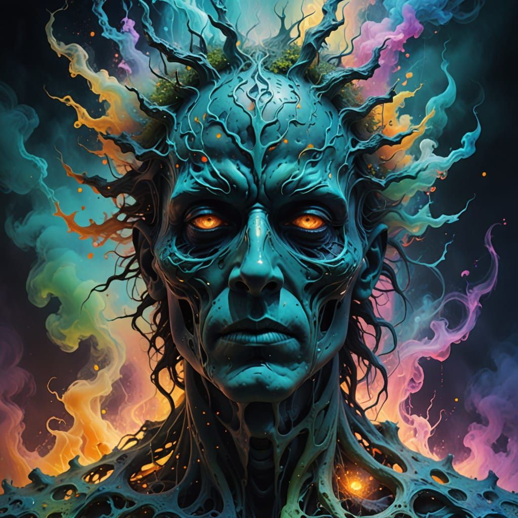 Spectral Entity Born From Dreams in Surreal Abstract