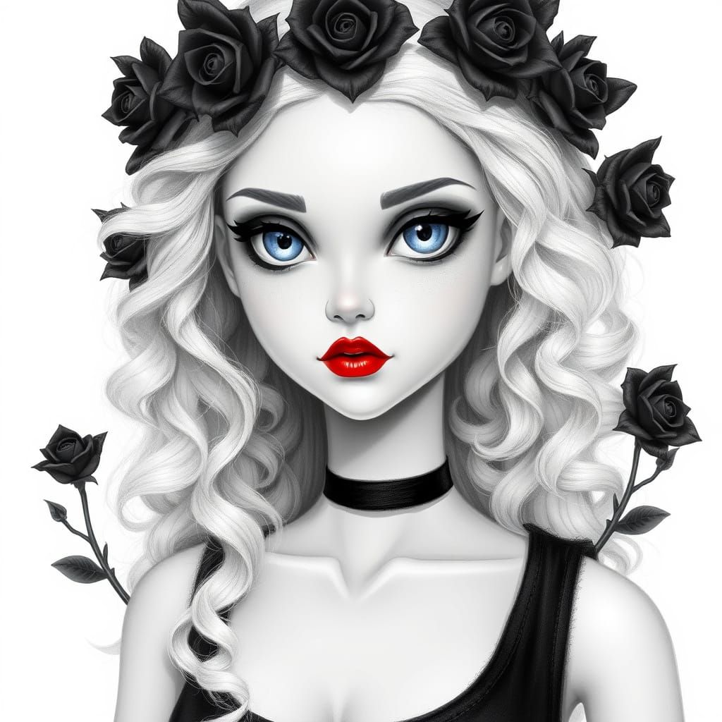 Halloween Doll in Digital Pencil Drawing