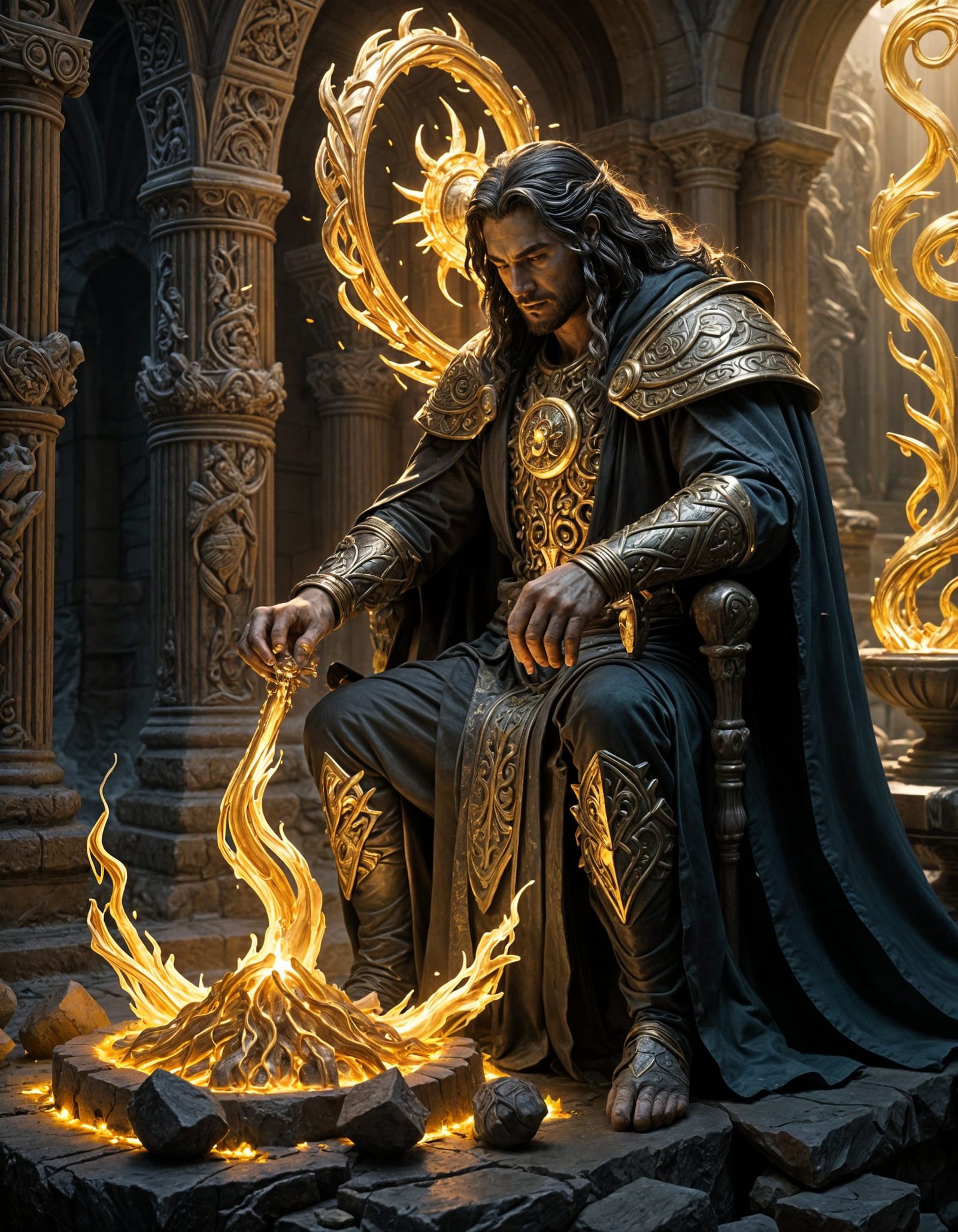 Alchemist Sculptor Creates Animated Stone Guardians in Golde...