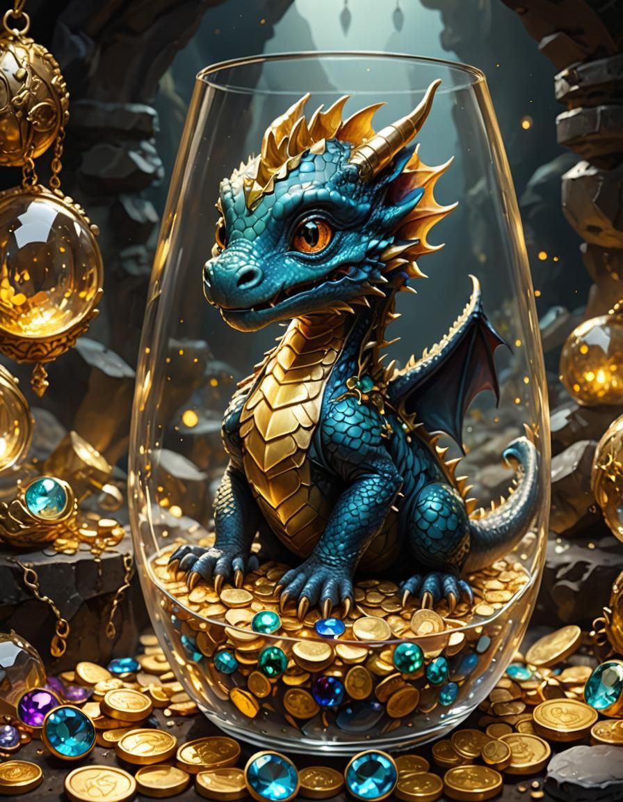Baby Dragon's Treasure Hoard in Glass Cavern