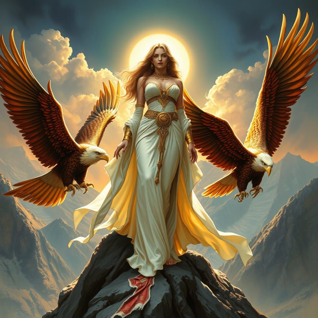 Goddess of Eagles in Dramatic Fantasy Style