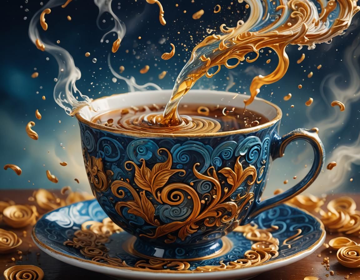 Hyperrealistic Tea Storm Concept Art in 8K