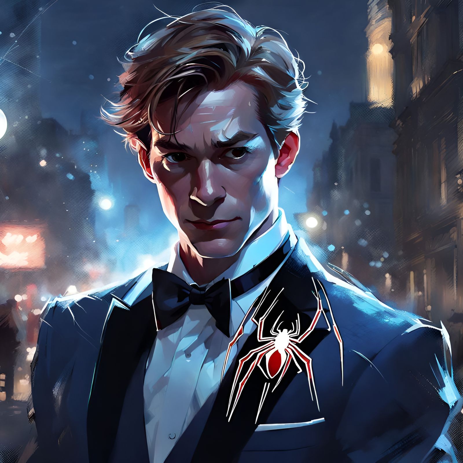 Spider-Man in Tuxedo: Detailed Digital Portrait