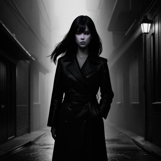 Neo-Noir Woman in Dark Alleyway