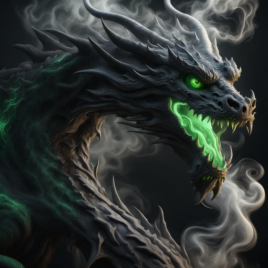 Smoke Shadow Dragon in Dark Fantasy Style