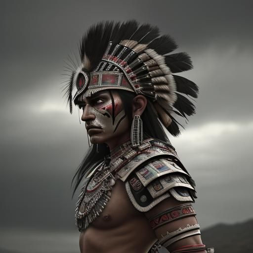 Hyperrealistic Aztec Warrior in HDR