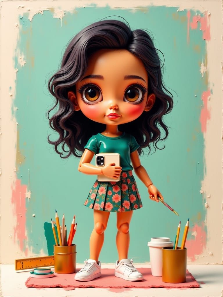 Graphic Designer Doll in Pixar 3D Style