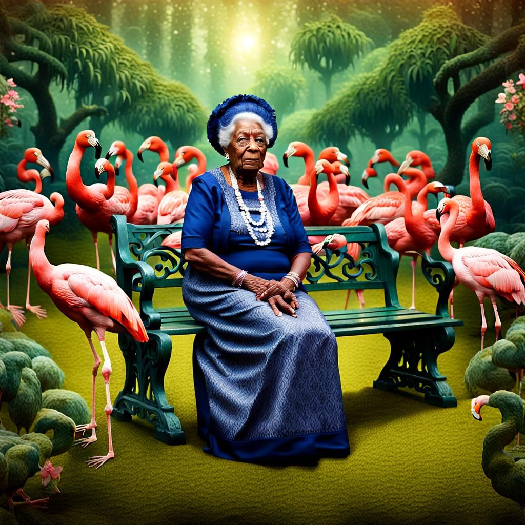 Vintage Photo of Woman with Exotic Birds