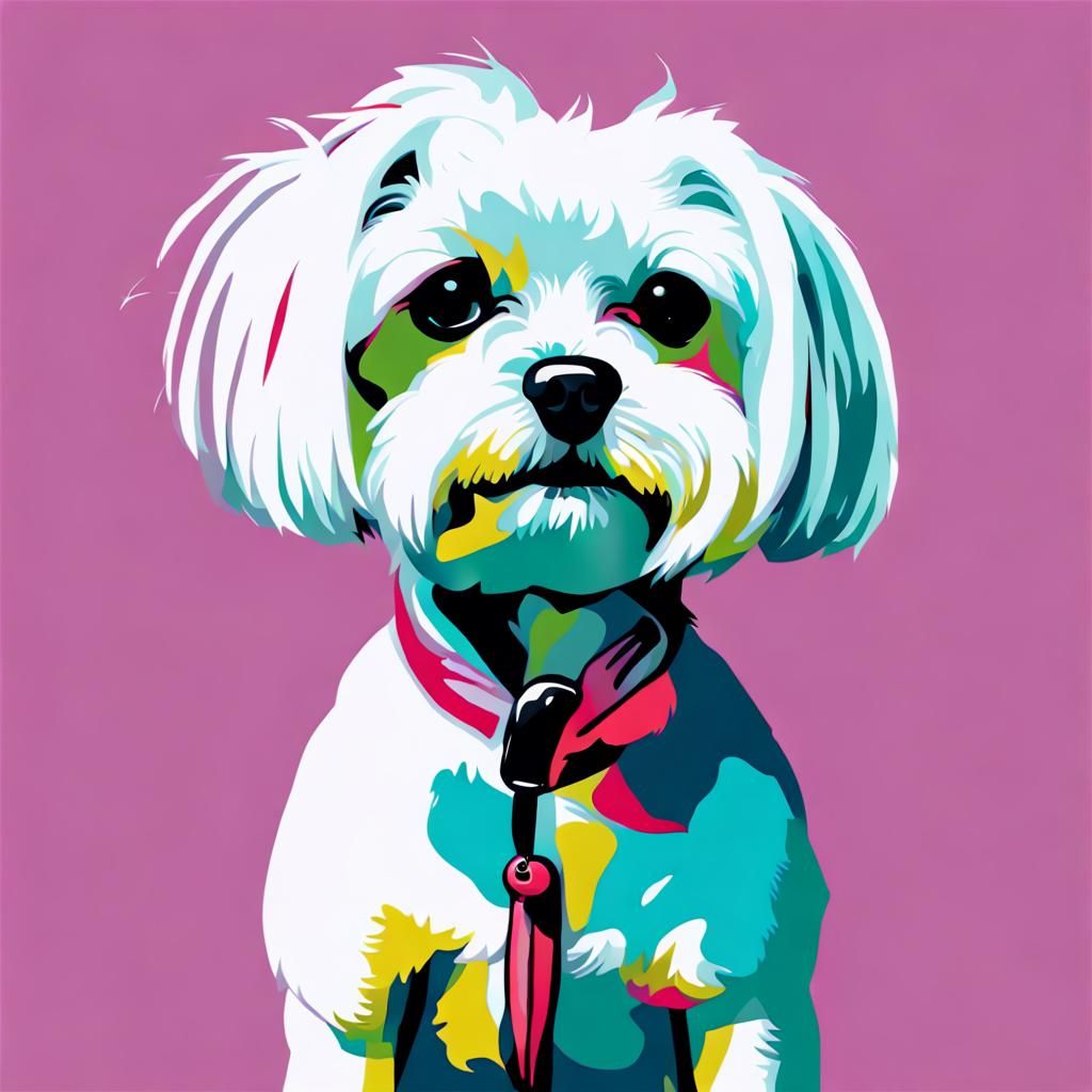 Maltese Dog in Warhol Pop Art Style