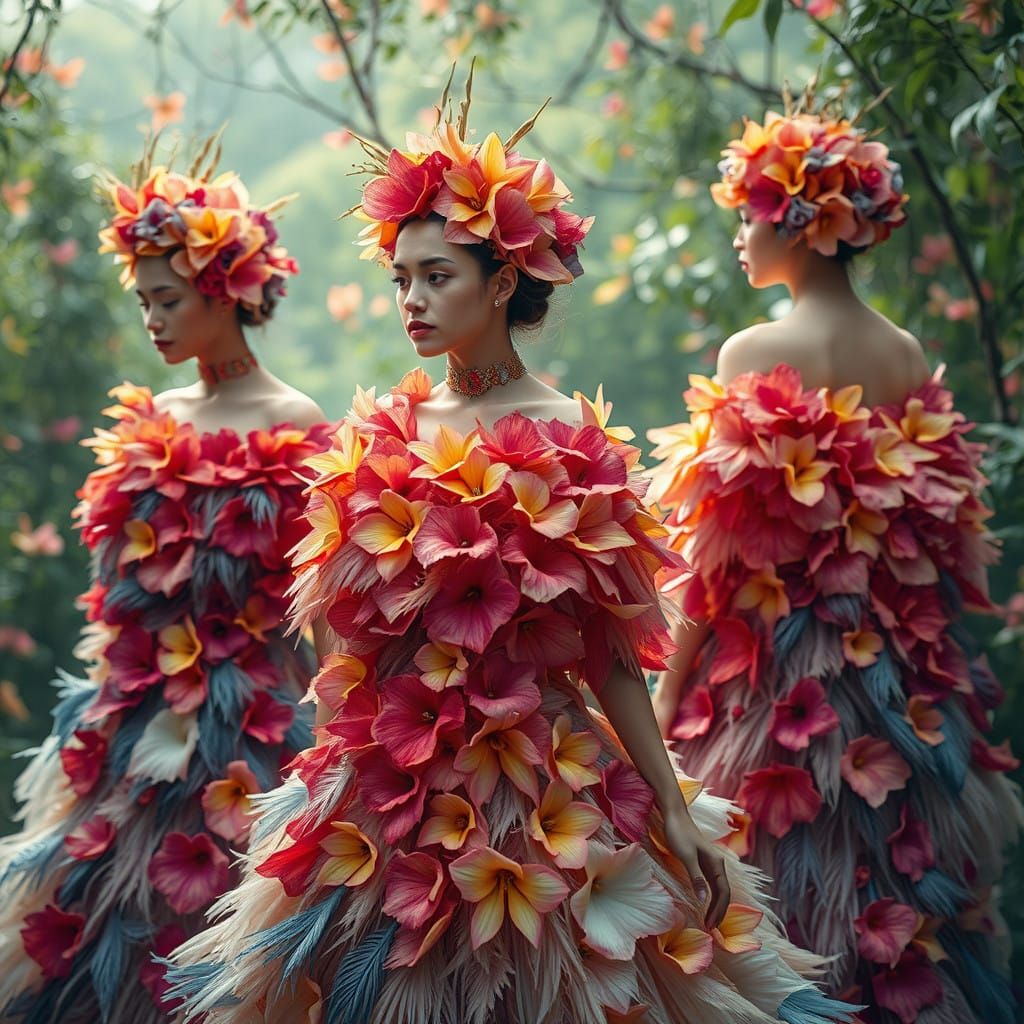 Women Adorned in Floral Fantasy