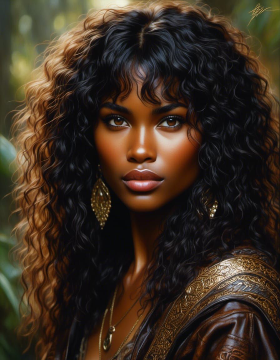 Beautiful African Woman Portrait in Hyperreal Style