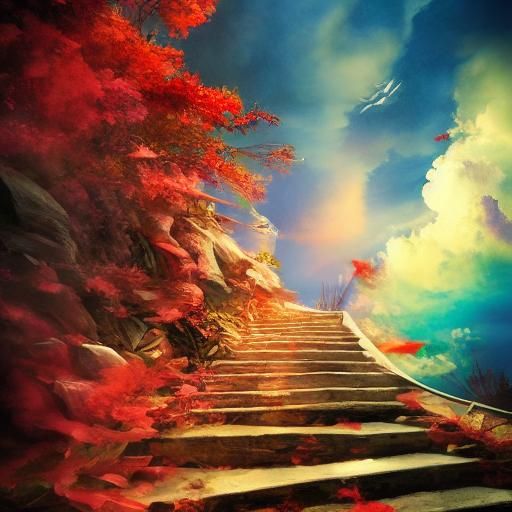 Hyperrealistic Stairway to Heaven Concept Art