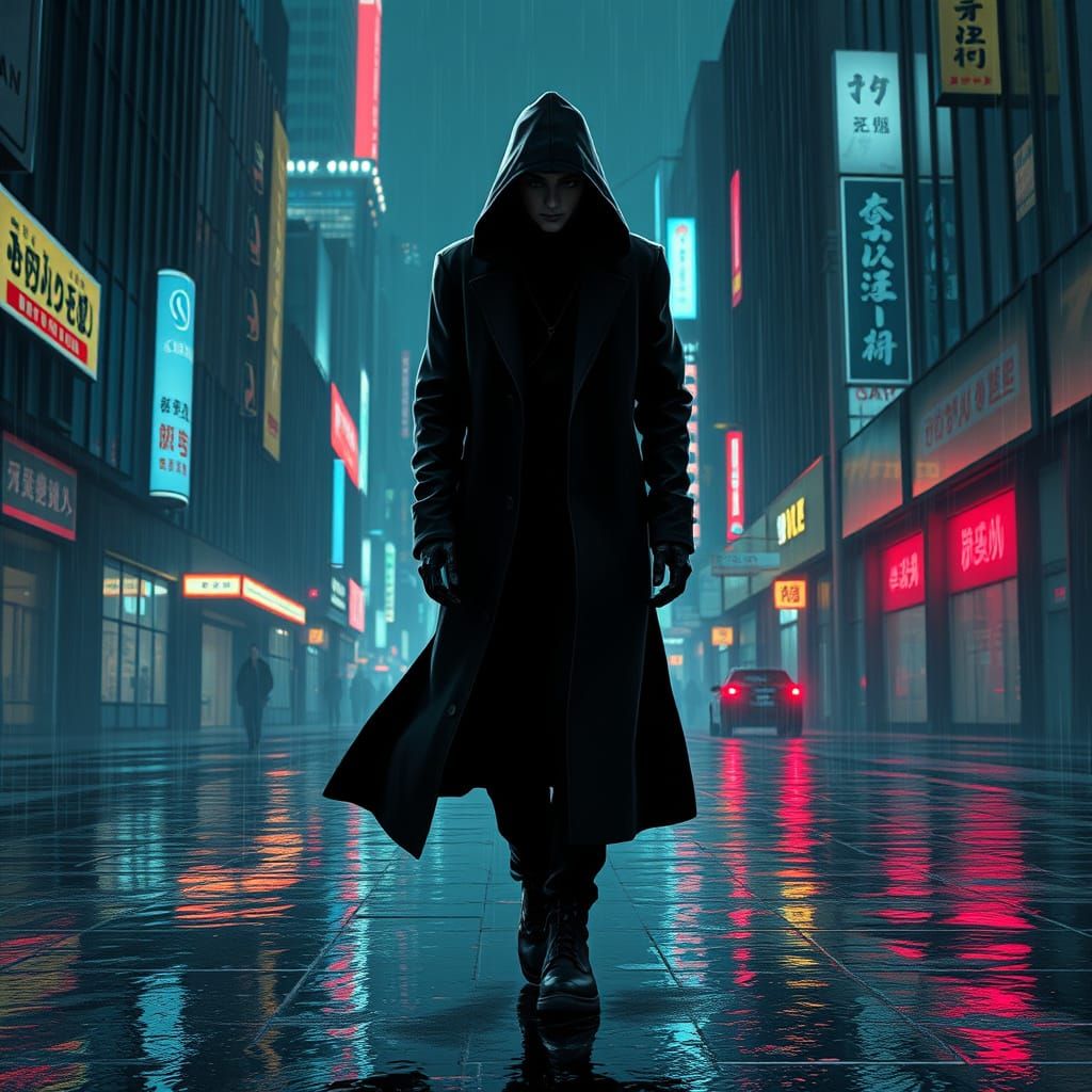 Neon Cityscape: Hyper-Real 3D Anime-Noir