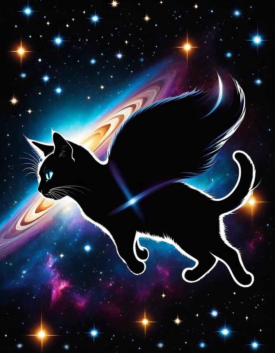 Kitten's Cosmic Journey to a UFO in Space