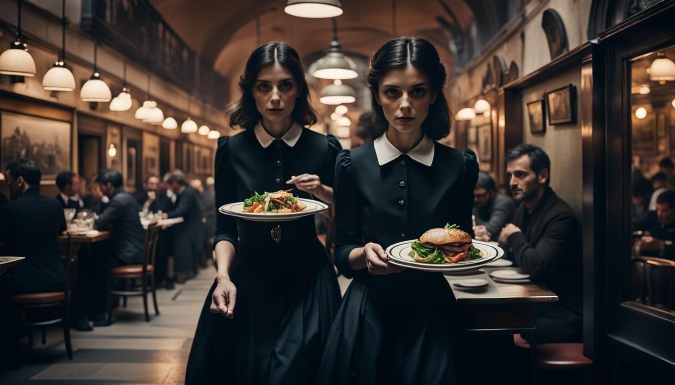 Old Trattoria in Milan: A Cinematic Film Still