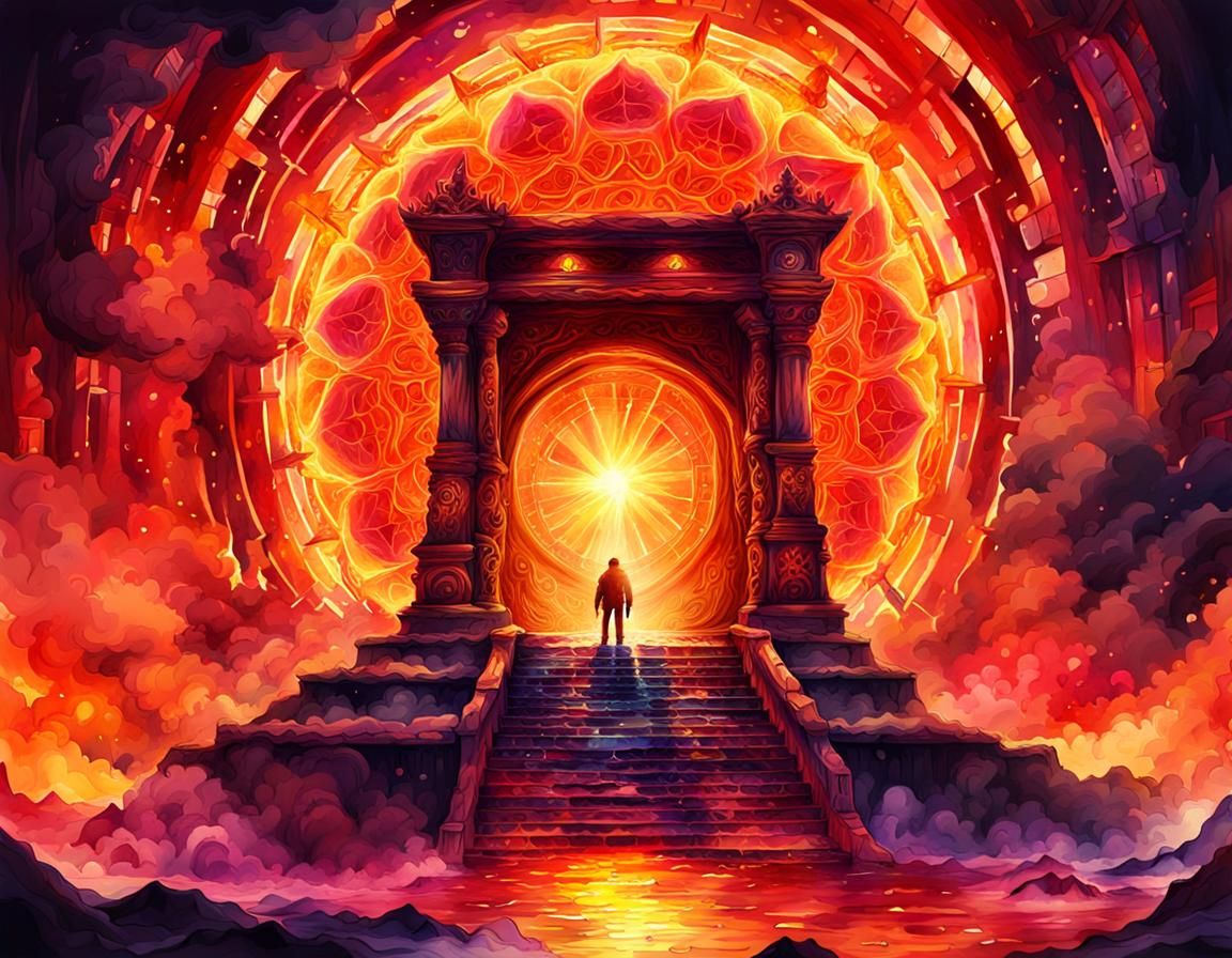 Psychedelic Portal to Hell in Digital Watercolor