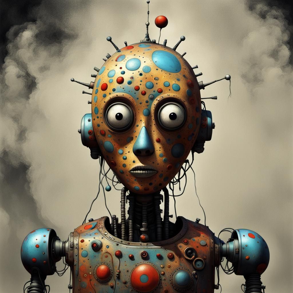 Fantastical Robot in Detailed Matte Painting