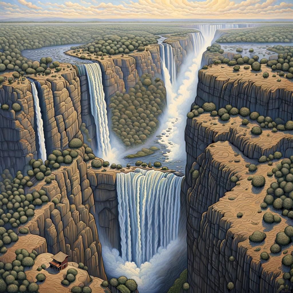 Victoria Falls: Hyperrealistic Action Painting