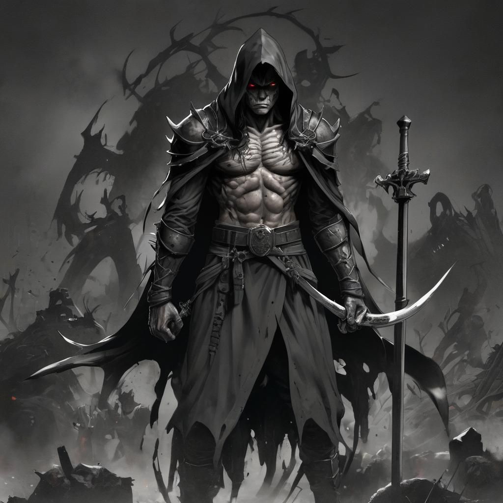 Grimdark Scene in Manga Style