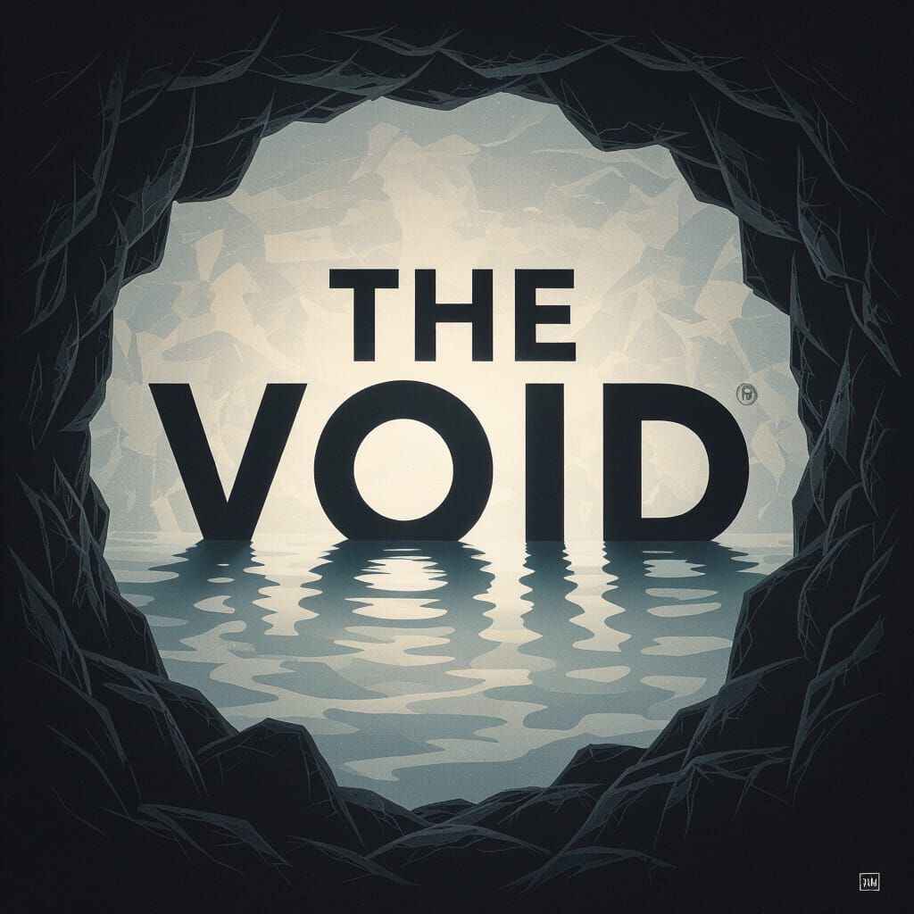 Minimalist Logo: "THE VOID" Sinking into Darkness