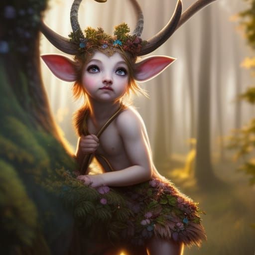 Detailed Digital Art of an Adorable Faun