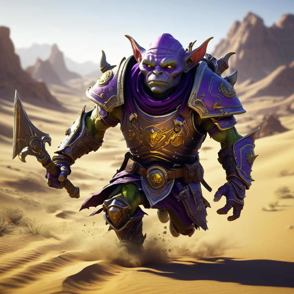 Goblin Warrior in Desert, Dark Fantasy Concept Art