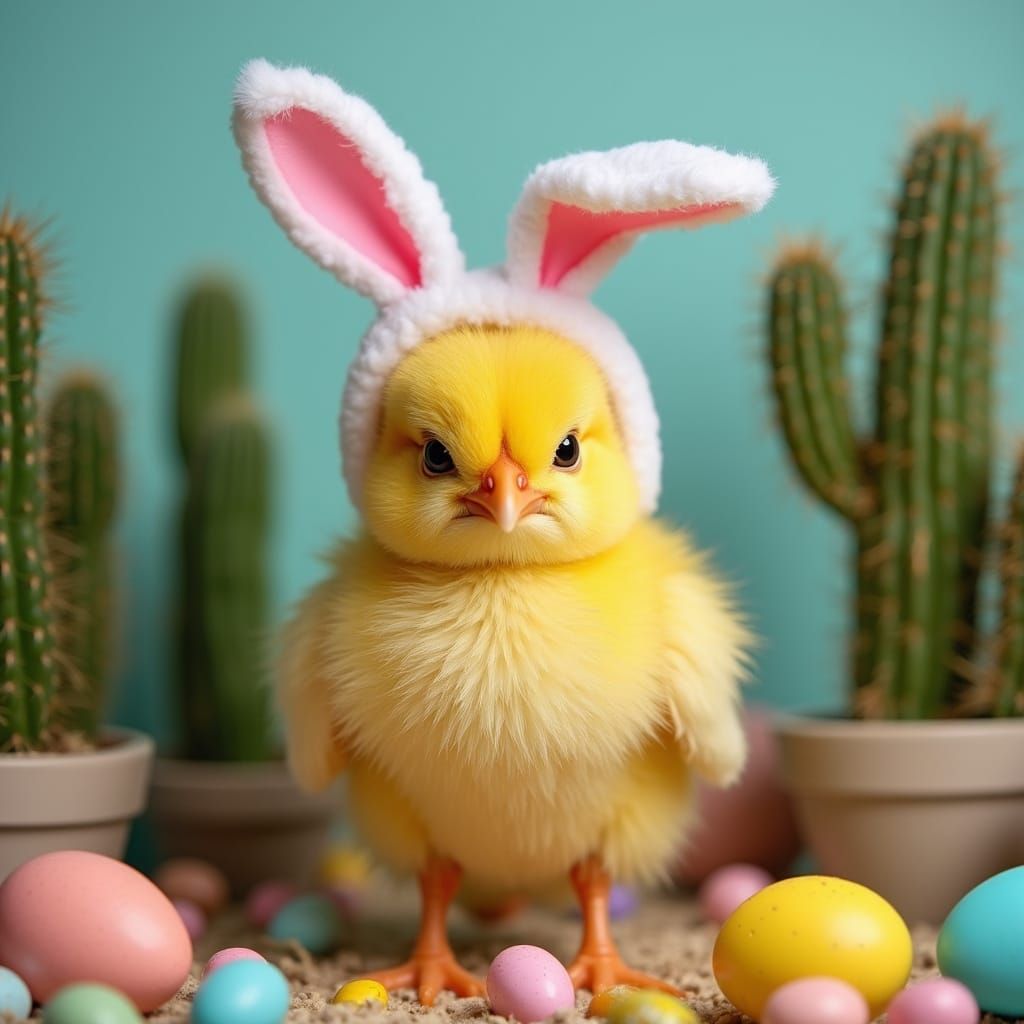 Grumpy Easter Chick in Easter Wonderland