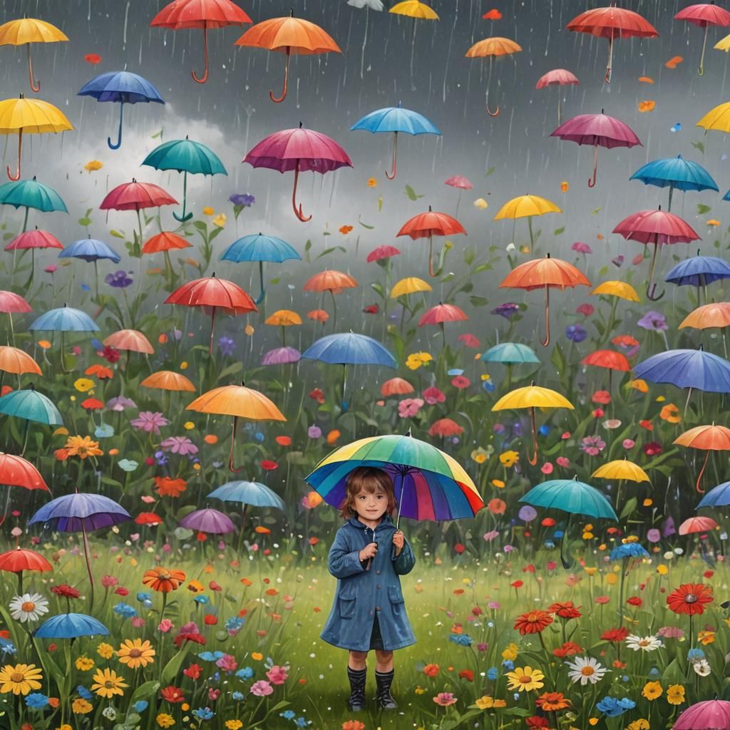 In a field of umbrellas