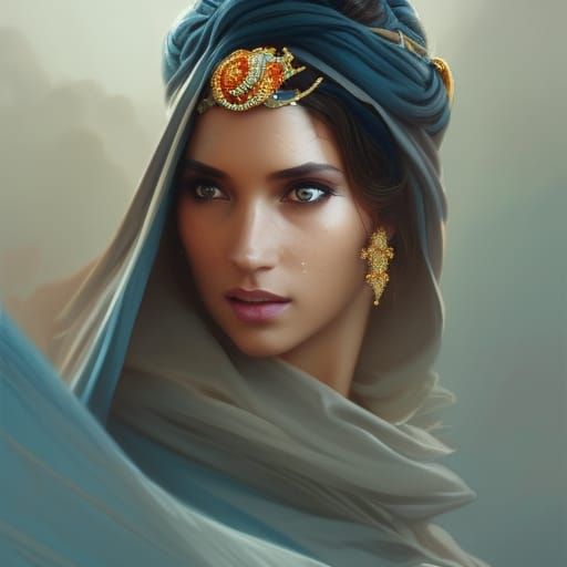 Jasmine Desert Portrait in Art Nouveau Style