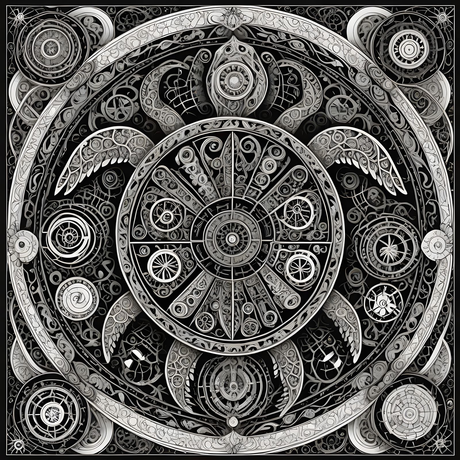 Cosmic Turtle Shield with Zodiac Symbols