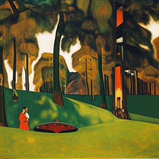 Surreal Taiga Landscape Inspired by Expressionist Masters