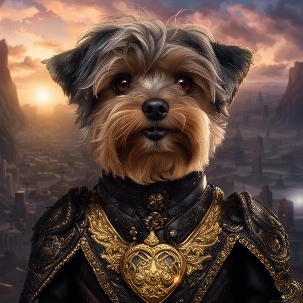 All-Black Yorkiepoo: A Digital Matte Painting