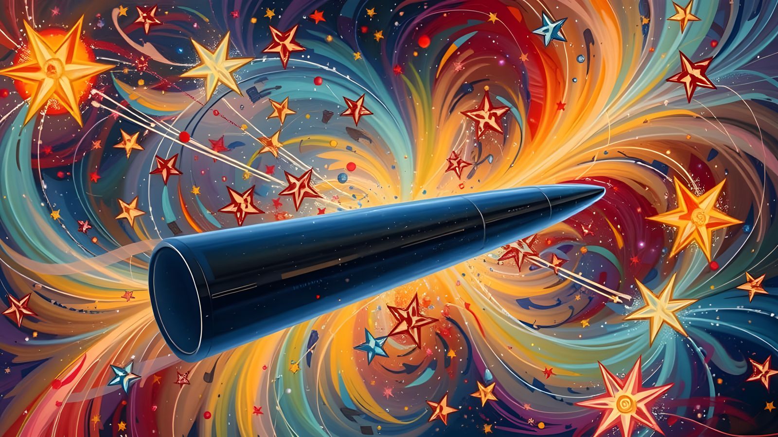 Abstract Expressionist Cylinder in Cosmic Maelstrom