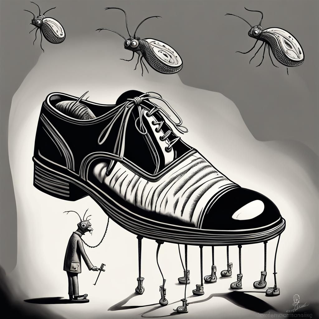 Grotesque Cartoon: Anthropomorphic Ciliate at Art Show