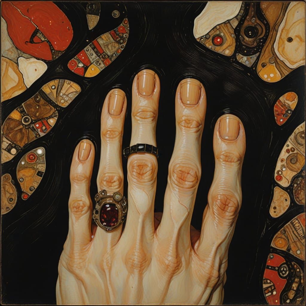 Surreal Neo-Primitivist Painting of a Toe Finger Hybrid