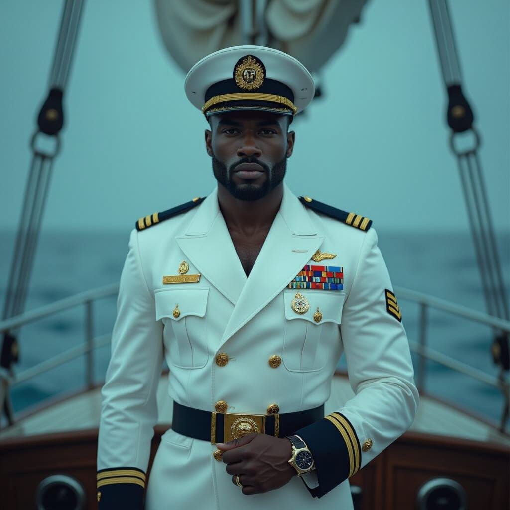 Regal Yacht Captain in Dark Mystical Ambiance