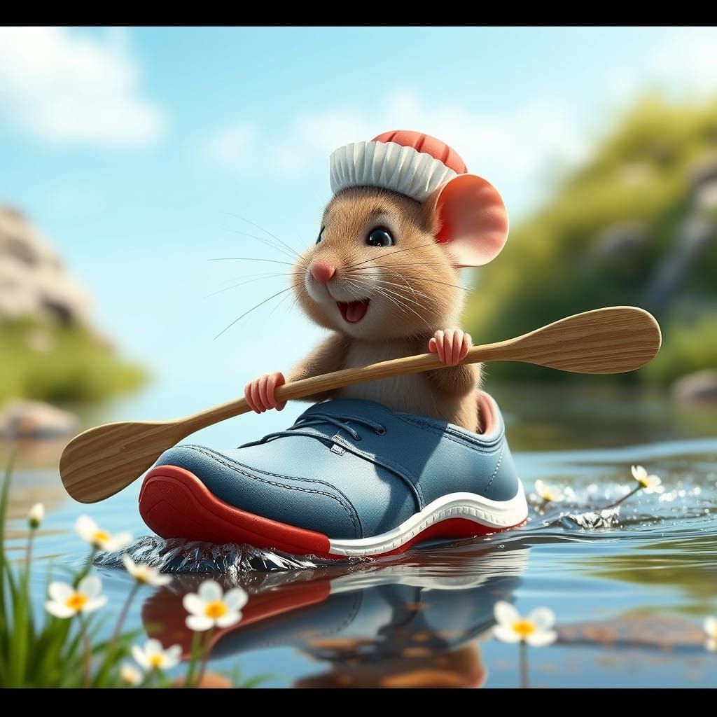 Playful Furry Mouse Enjoys Sunny Day in Whimsical CGI Art