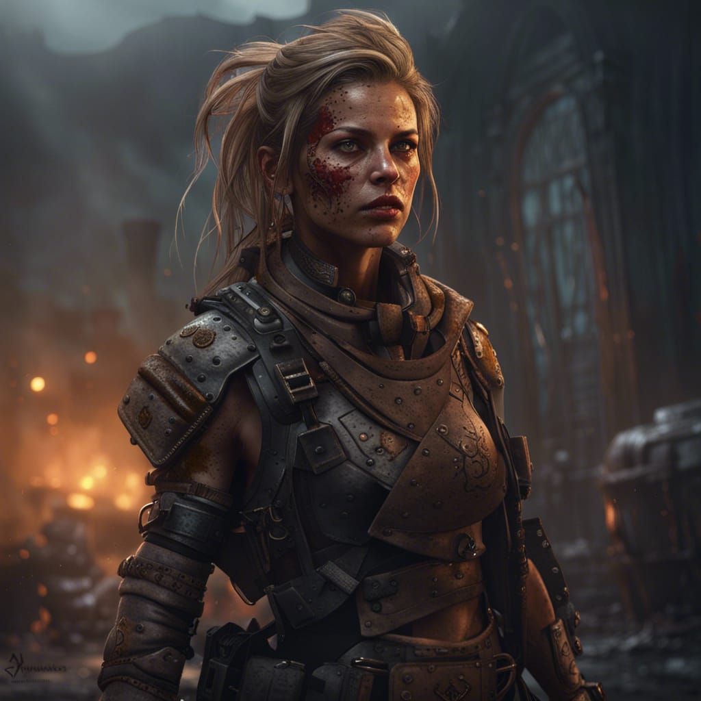 Post-Apocalyptic Female Warrior: Dark Fantasy Art
