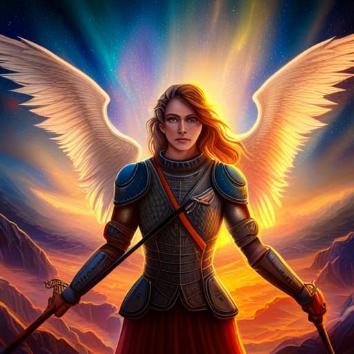 Winged Knights Soaring Over Castle, Astral Illustration