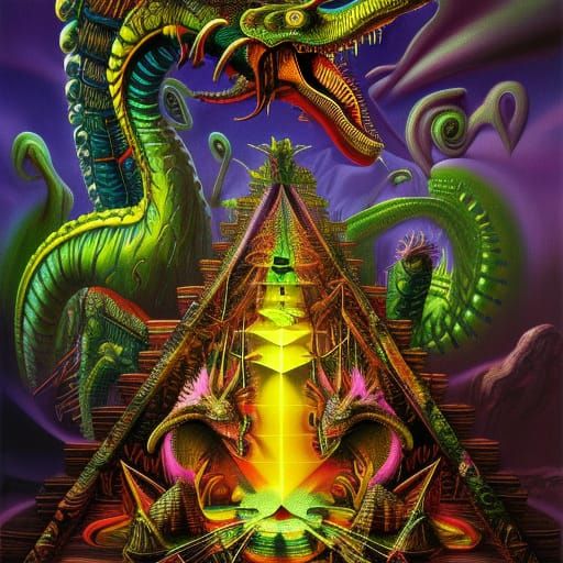 Surreal Dragon in Melting Fractal Hellscape